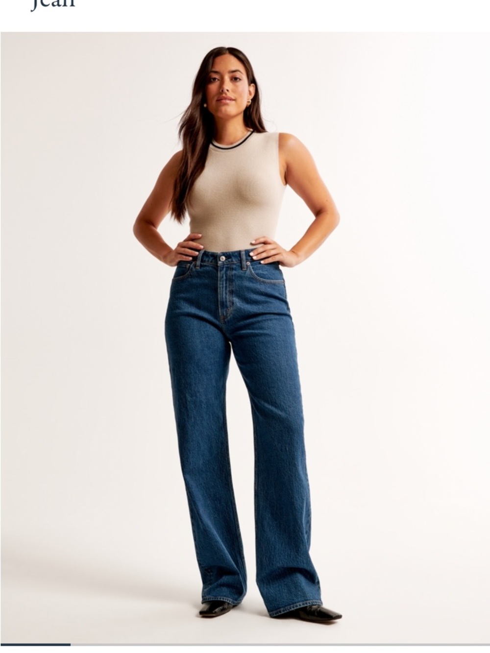 Abercrombie & Fitch High-Rise Straight Leg Jeans in Dark Wash Blue